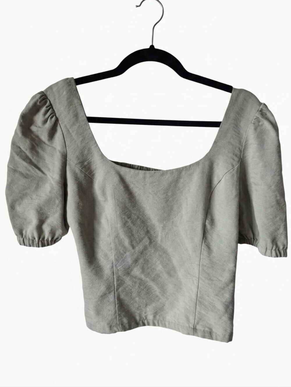 Sage Puff Sleeve Square Neck Top in Light Sage